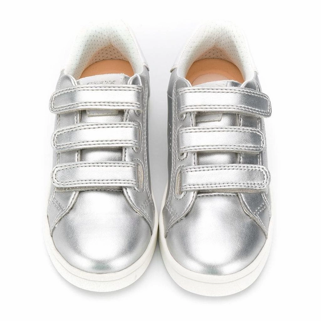 Metallic Silver Jr DJ Rock Sneakers Handcrafted Stitching