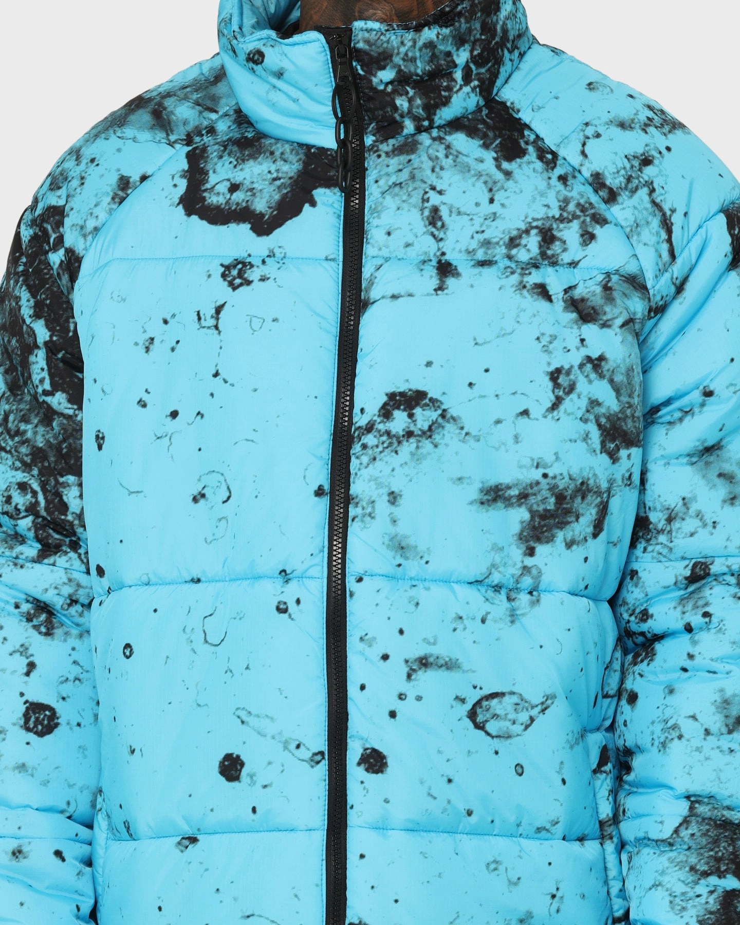 UltraLight Packable Design Light Coverage Saint Morta Acid Puffer Jacket Cyan/Black