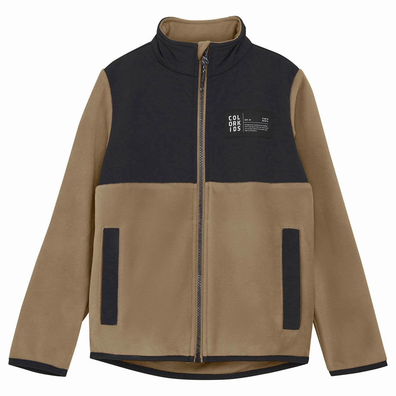 Detachable Hood Hidden Ventilation Color Kids Lead Grey Fleece Jacket