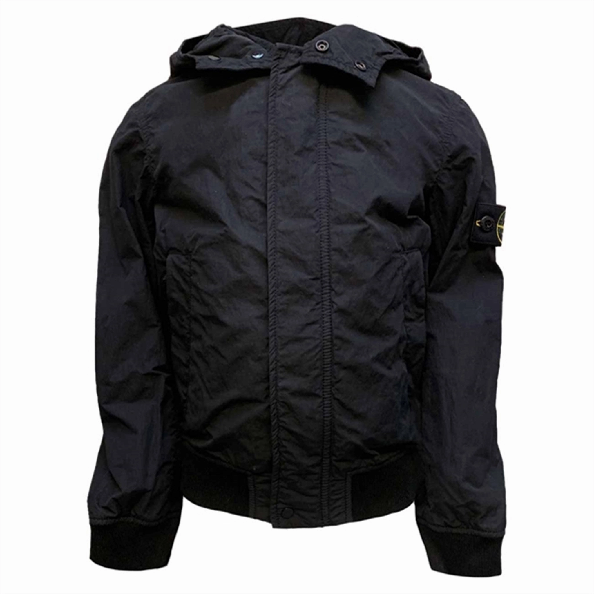 Stone Island Junior Jacket Black Reused Cloth WeatherproofZipper