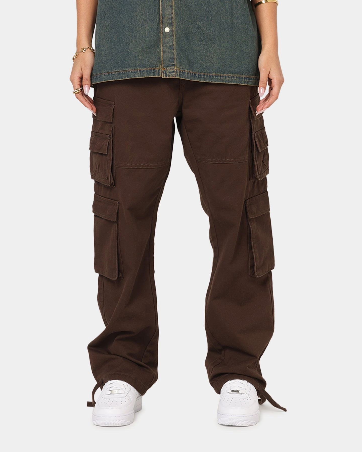Saint Morta Modern Utility Cargo Pants Washed Brown Durable Seams
