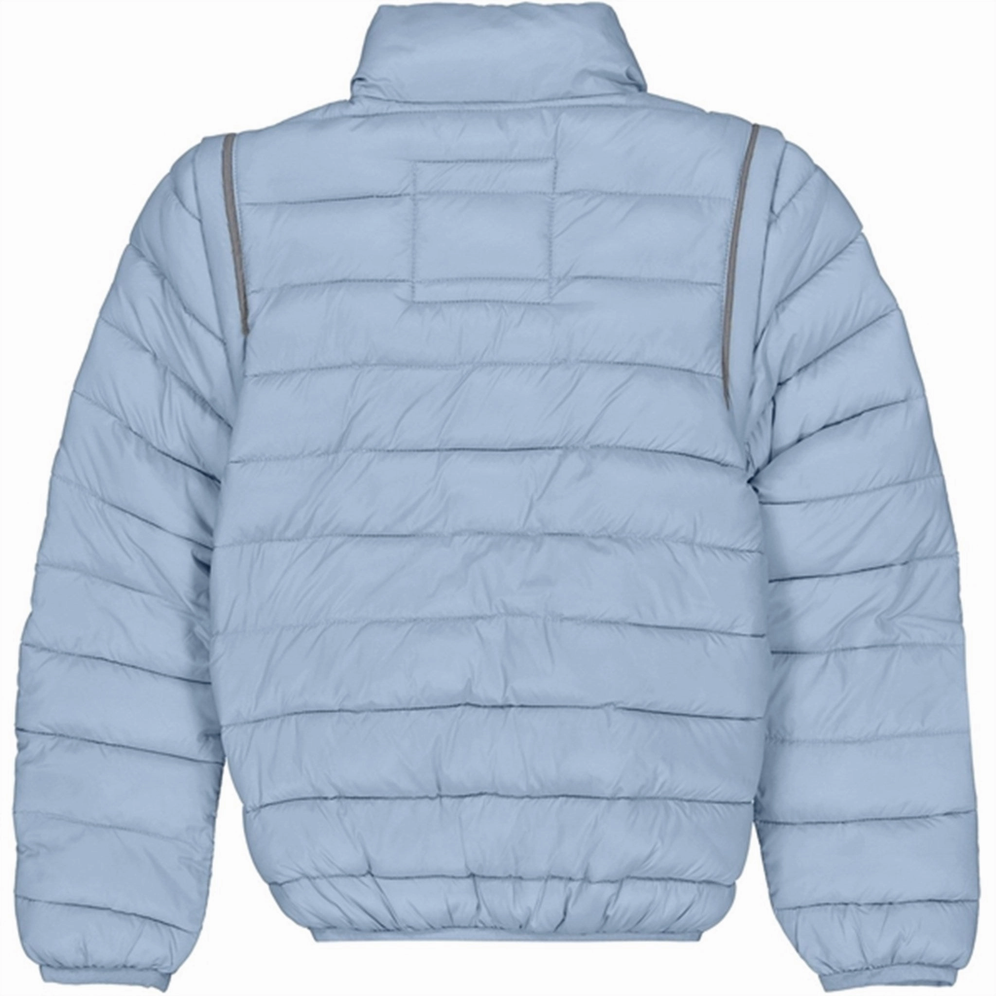 Zippered Vents Mikk-Line Nylon Puffer 2 in 1 Jacket Faded Denim