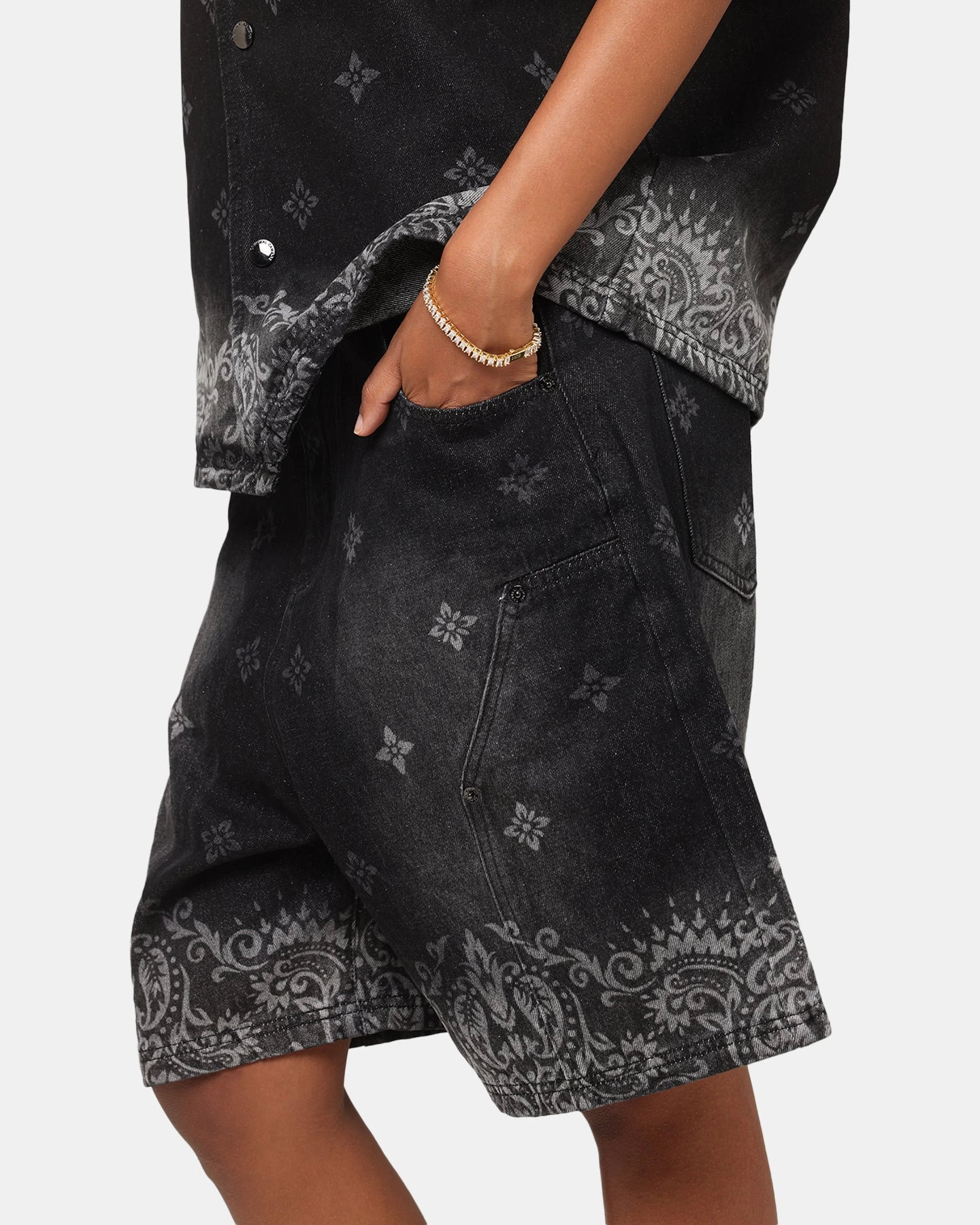 Criminal Damage Laser Print Denim Shorts Washed Black Tagless Design AntiStaticLining