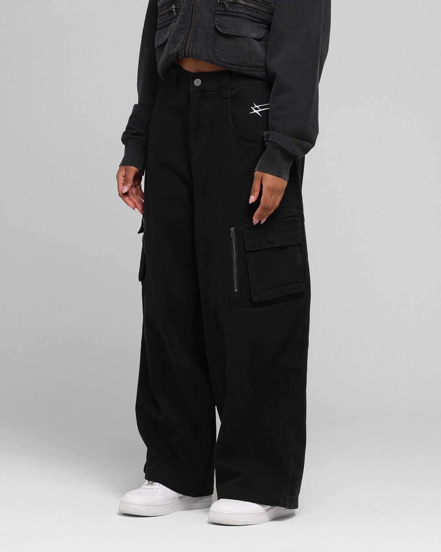Loiter Combat Cargo Pants Washed Black FrictionResistantEdging Comfort for All