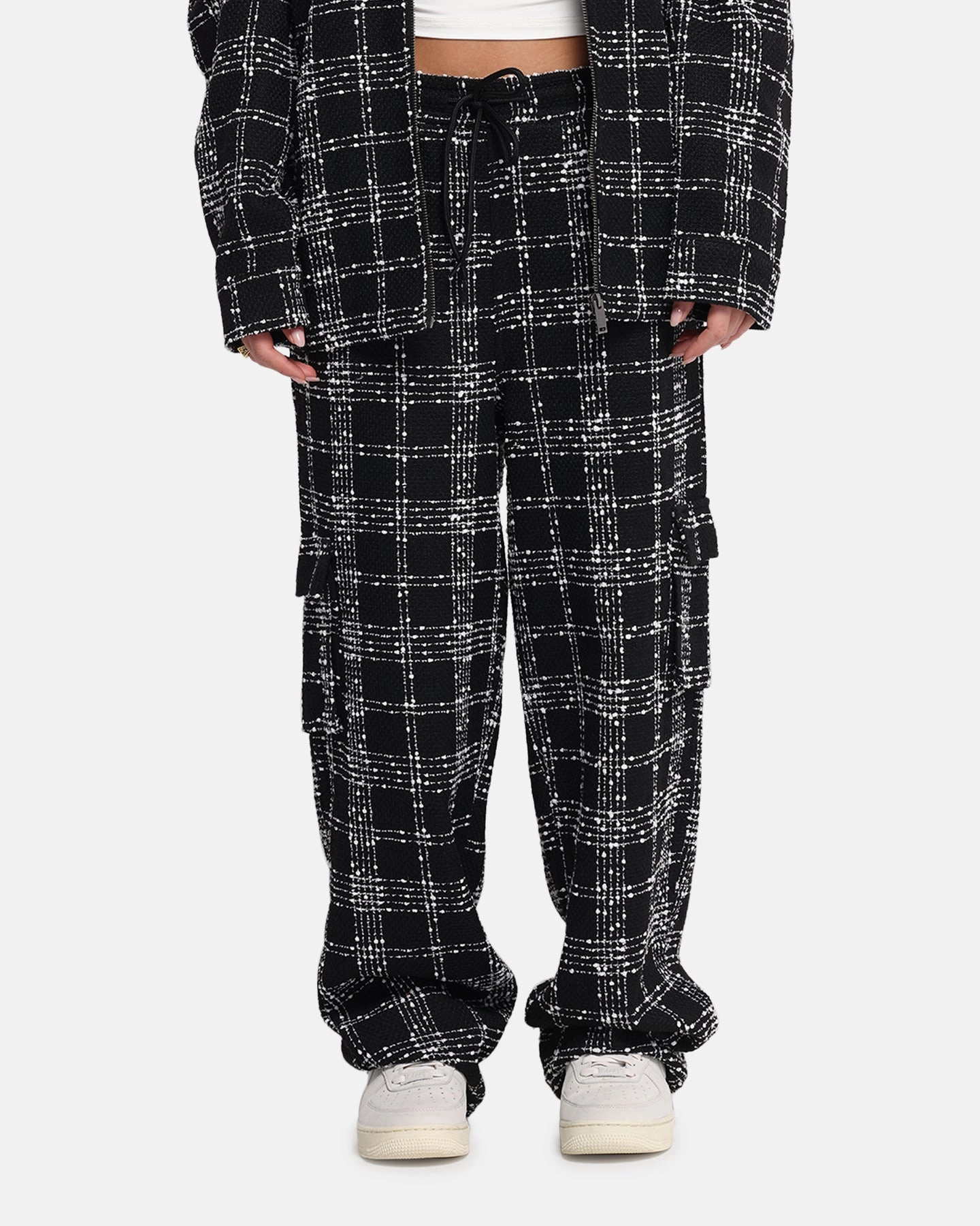 All Season Versatility High Mobility XXIII Boucle Tweed Cargo Pants Black/White