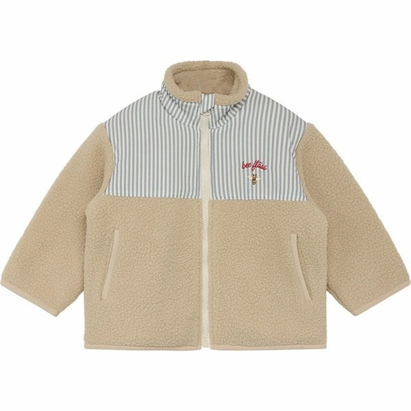 Classic Ribbed Cuffs Easy Clean Material Fl?ss Bruce Fleece Jacket Blue Stripe/Sand
