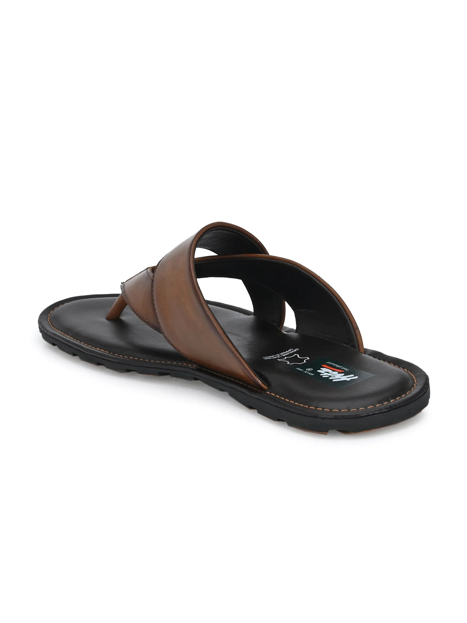 Hitz Men's Brown Synthetic Open Toe Slippers