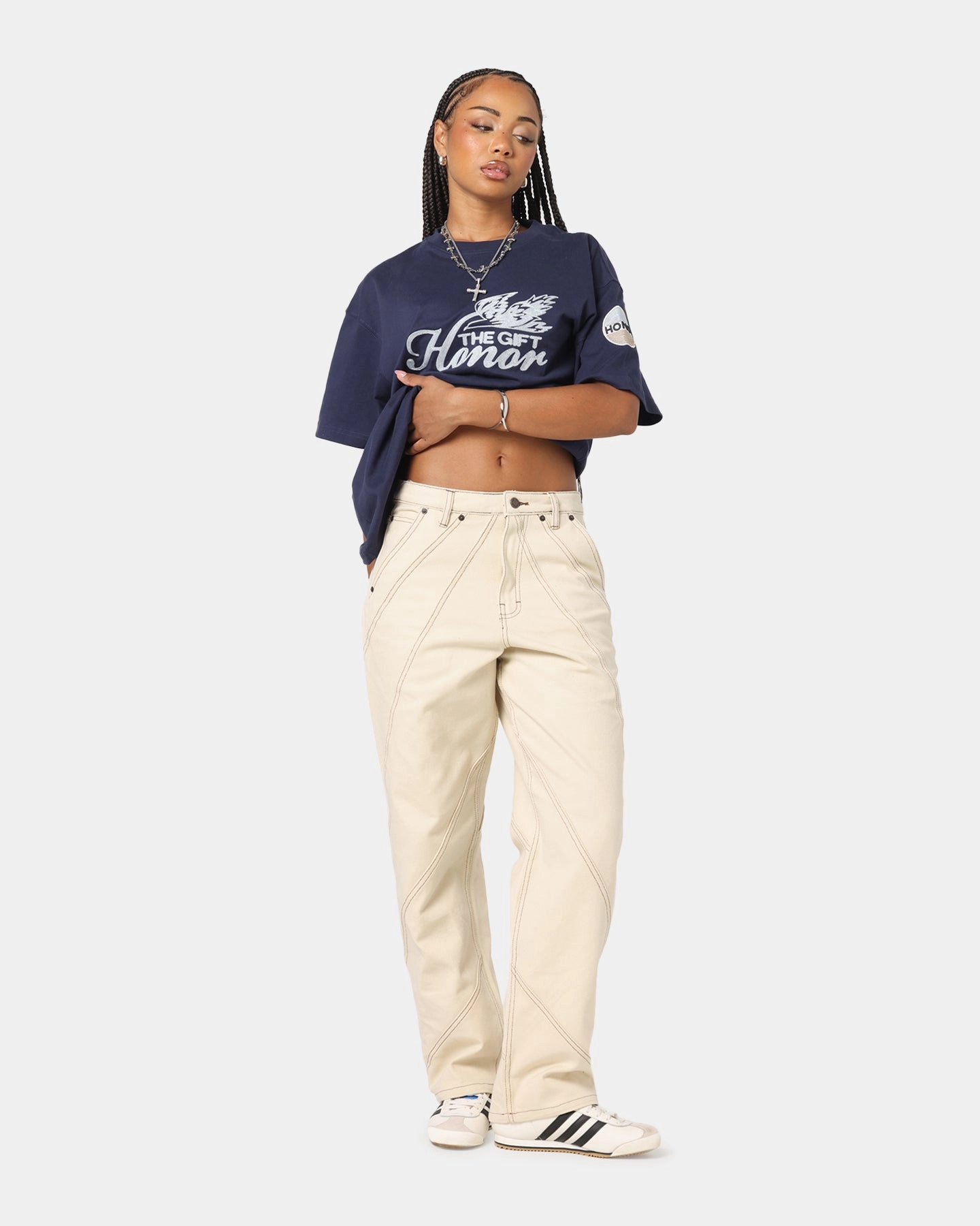 Honor The Gift Racing Panel Pants Bone Comfort Flex Chic Design Wear