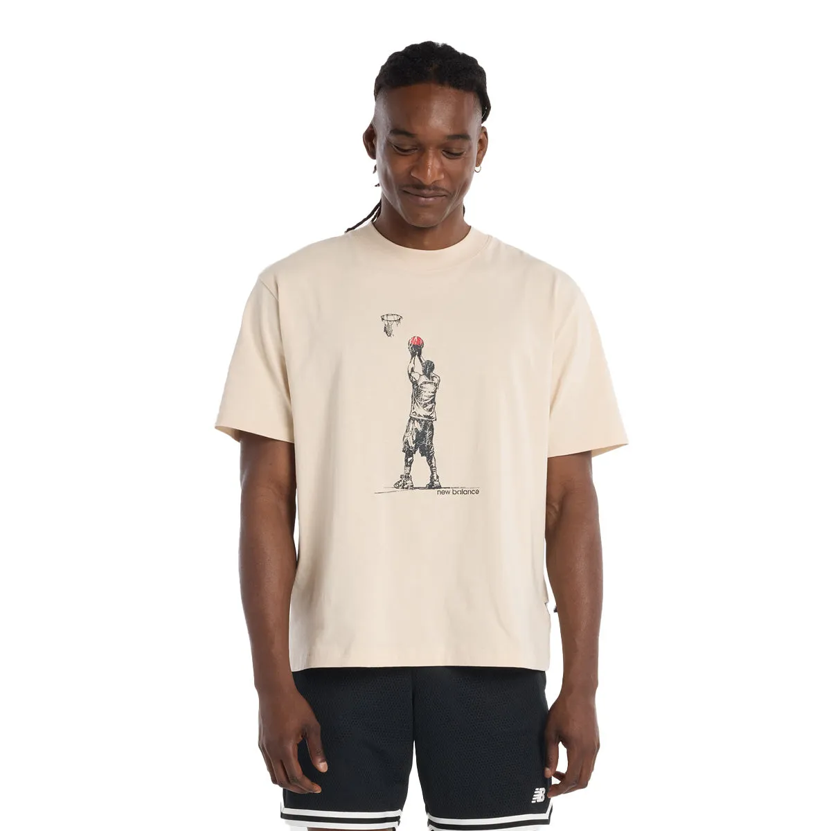 Sleek Style Recycled Fiber Upper Hoops Player Graphic Tee 'Bisque'