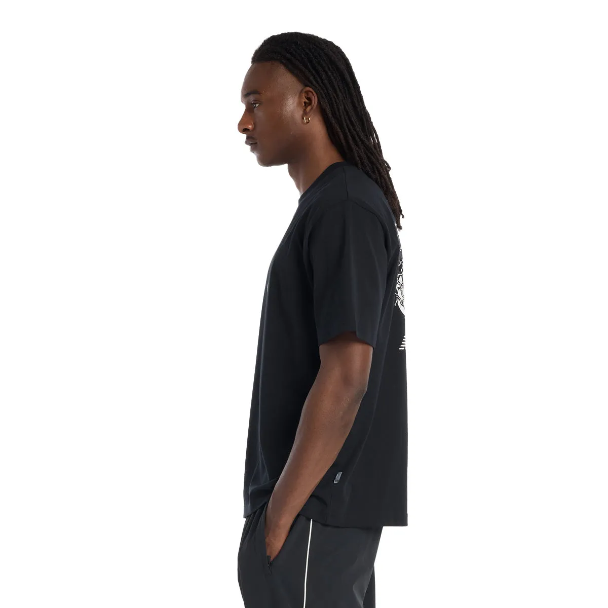 Hoops Player Graphic Tee 'Black' Fitted Design Sock Like Collar