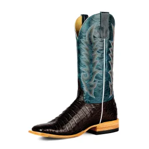 Horse Power Men's Top Hand Chocolate Caiman Square Toe Boots