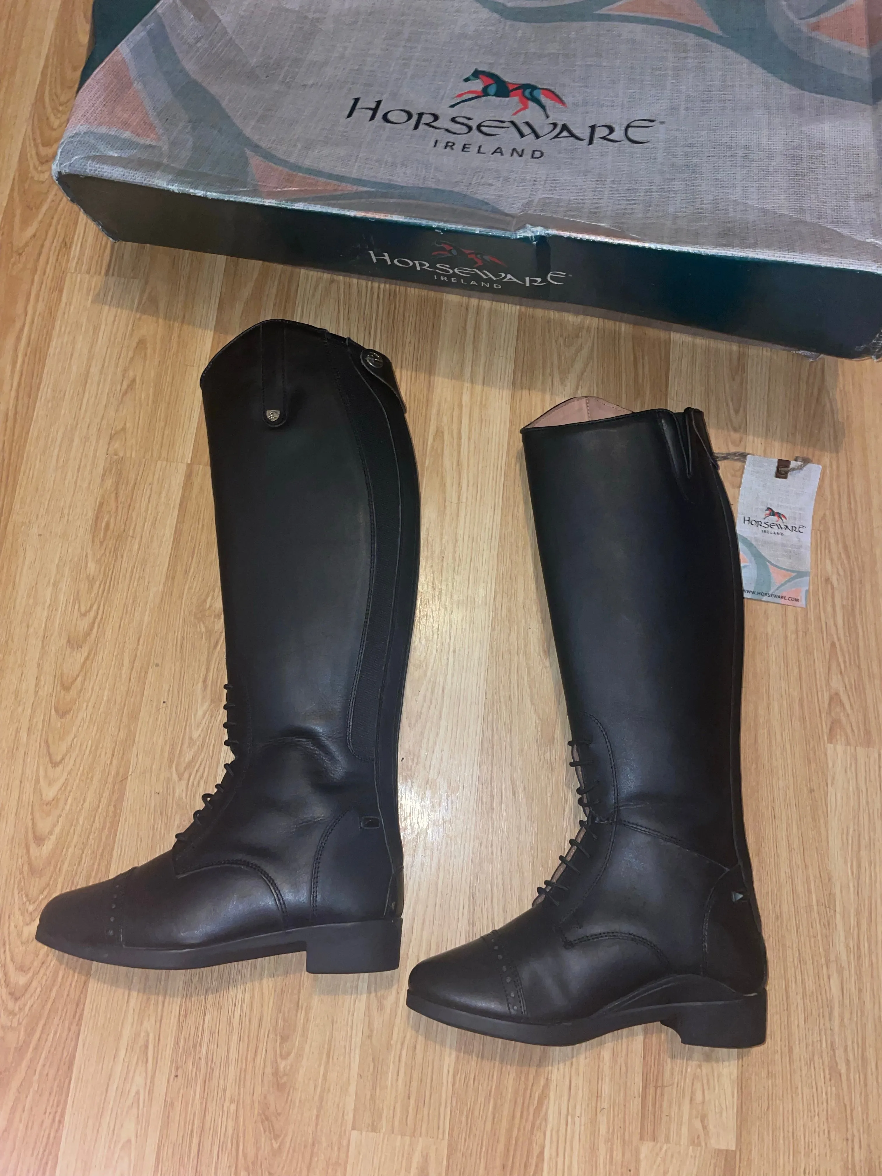 Horseware Long Leather Riding Boots - Size 2 / 35 Kids - NEW RRP £167