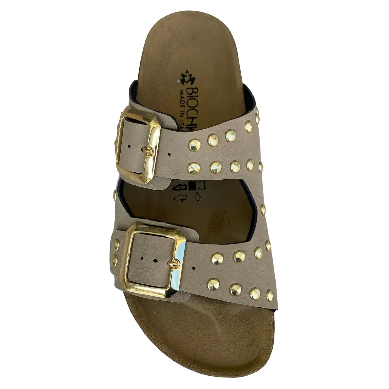 Relaxed Beach Shoes Walking Biochic Sandalo da donna con 2 fasce con borchie e fibbie regolabili Bipel BC4003B sabbia