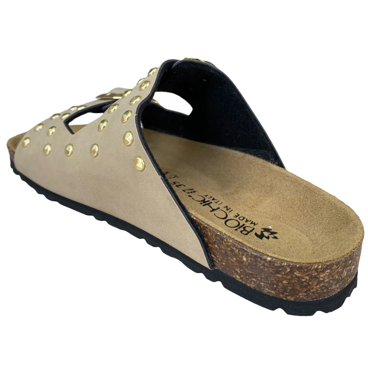 Pastel Soft Easy Entry Biochic Sandalo da donna con 2 fasce con borchie e fibbie regolabili Bipel BC4003B sabbia