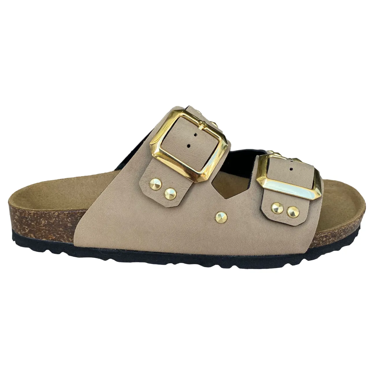 Light cushion Chic Casual Shoes for Travel Biochic Sandalo da donna con 2 fasce con borchie e fibbie regolabili Bipel BC4003B sabbia