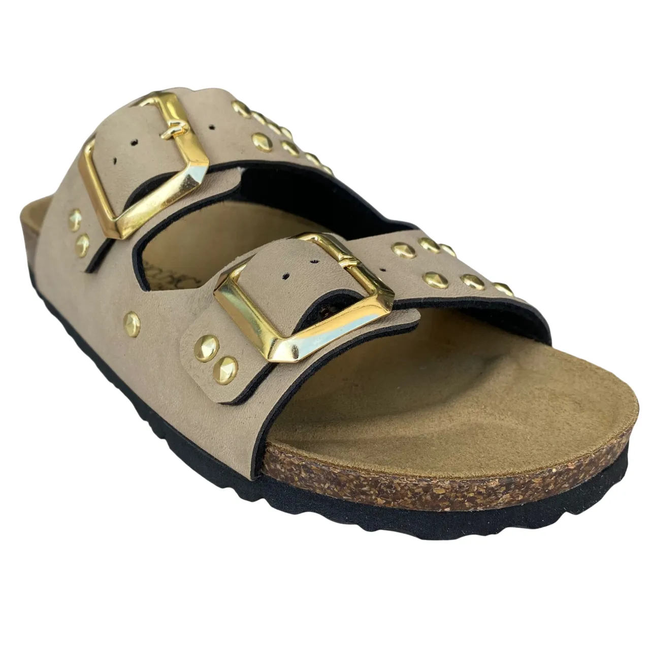 Biochic Sandalo da donna con 2 fasce con borchie e fibbie regolabili Bipel BC4003B sabbia Chic Casual Shoes for Travel