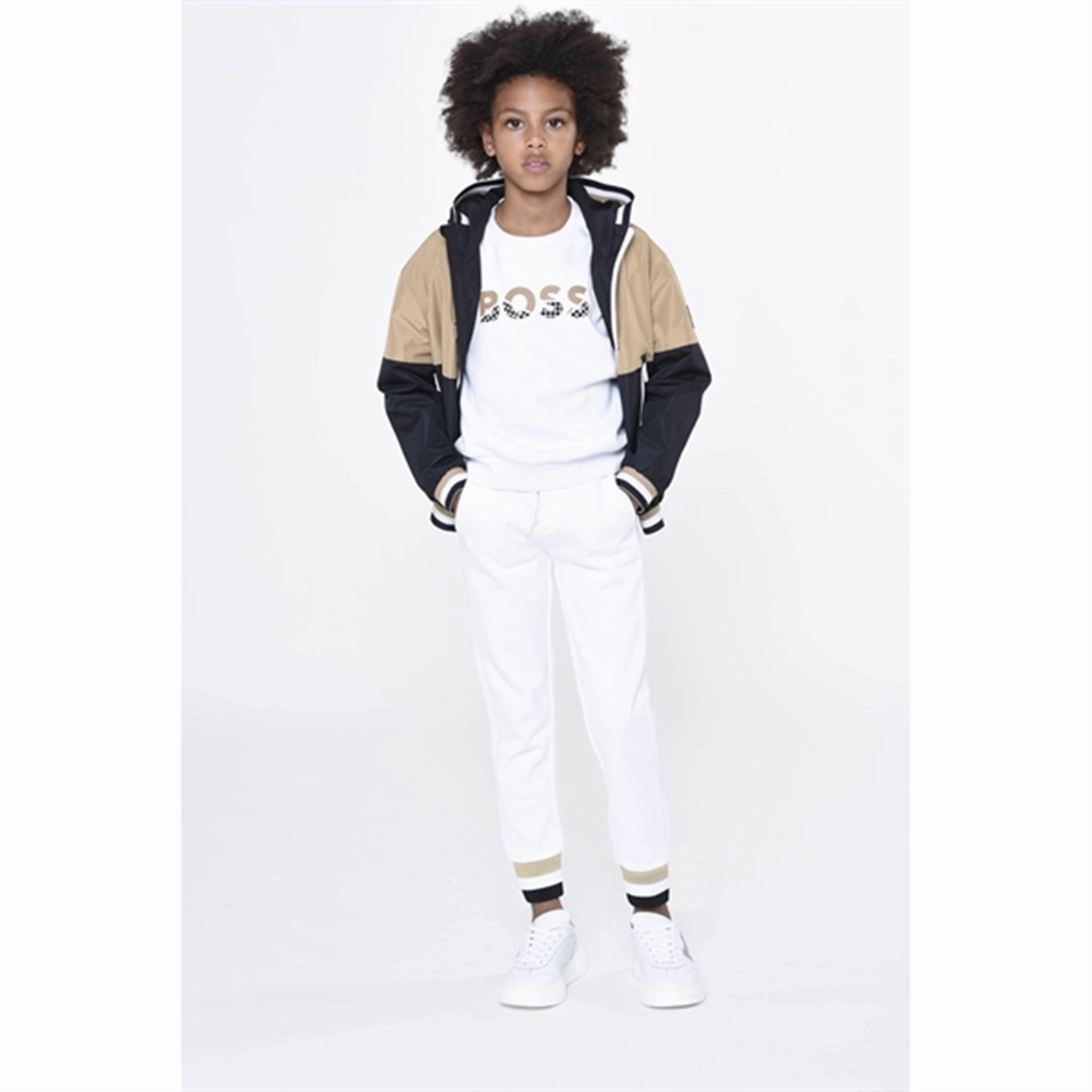 Stripe Look Comfy Street Piece Hugo Boss Hooded Windbreaker Black