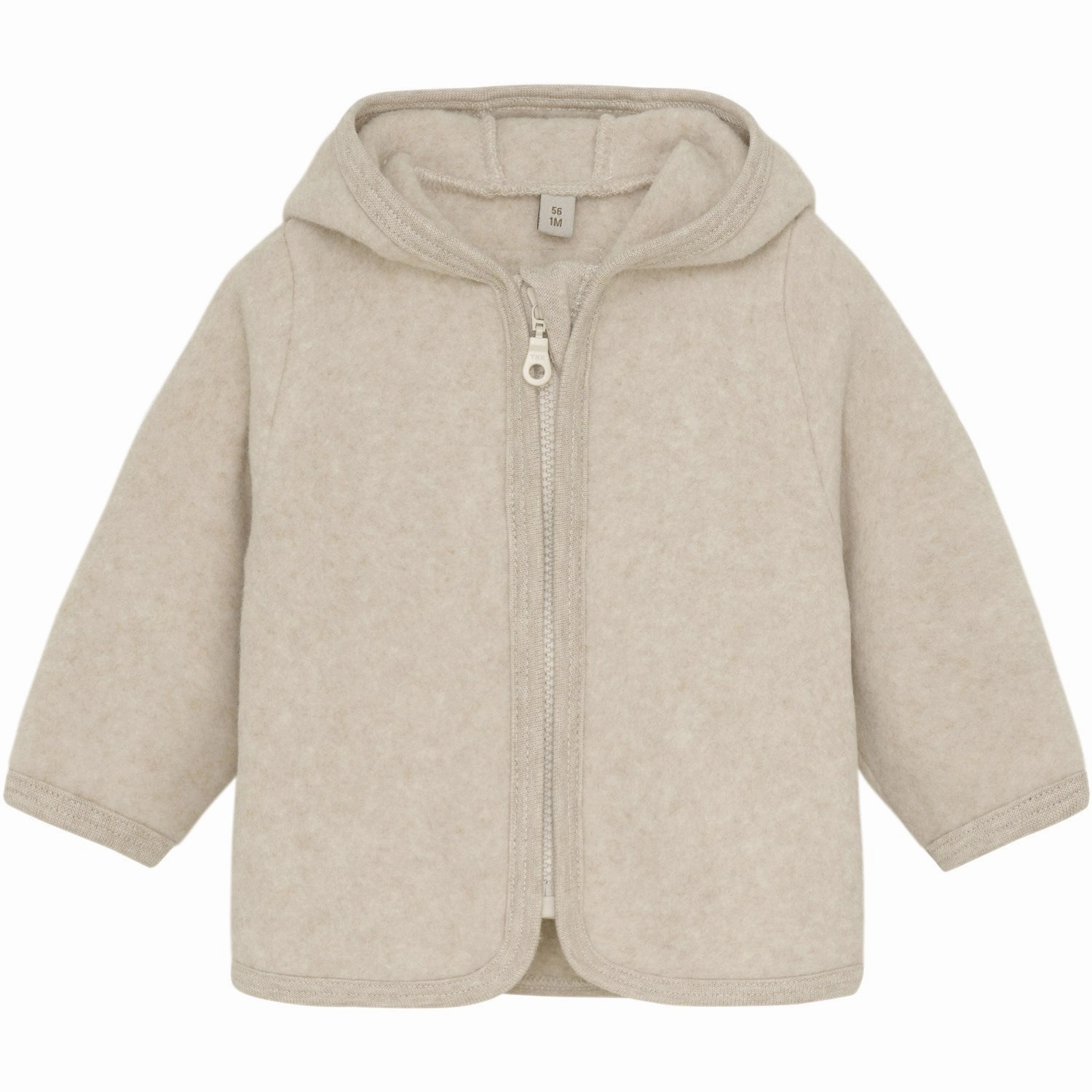 Flat Lock Stitching Huttelihut Camel Melange Jacket Ears Cotton Fleece
