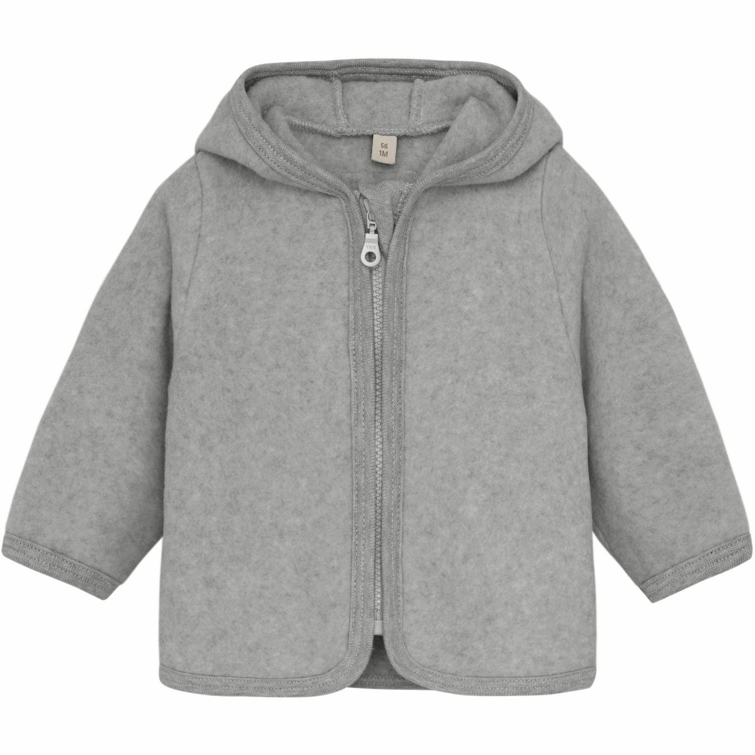 Velcro Fasten Durable Zipper Huttelihut Light Grey Melange Jacket Ears Cotton Fleece