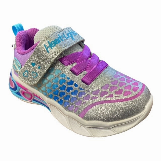 Skechers scarpa da ginnastica da bambina con le luci Light Sweetheart Lights Lovely 302312N-SMLT argento Shock Dispersing Compression Web Exoskeleton