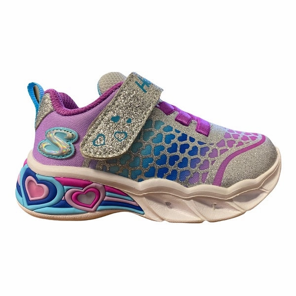 button - trimmed - design shoes Skechers scarpa da ginnastica da bambina con le luci Light Sweetheart Lights Lovely 302312N-SMLT argento