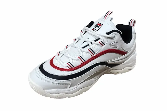 Breathable Mesh Panels Impact Diffusion Fila scarpa sneakers da donna in pelle Ray Low 1010562.150 bianco blu rosso