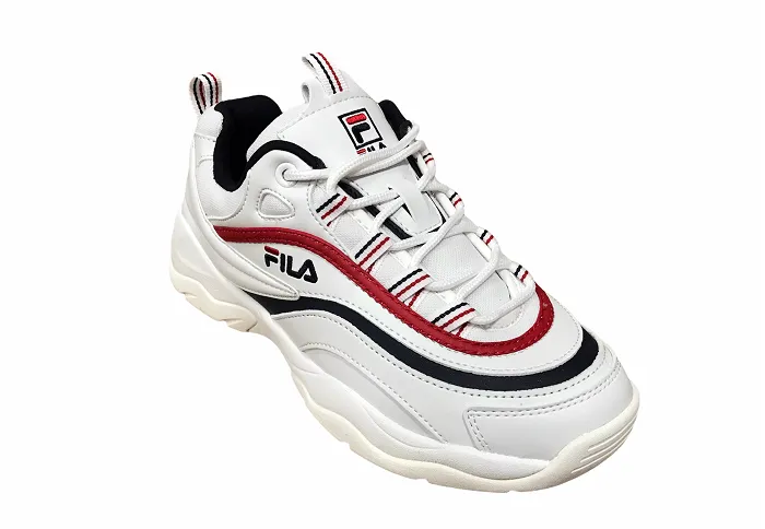 Fila scarpa sneakers da donna in pelle Ray Low 1010562.150 bianco blu rosso slip - on running posture