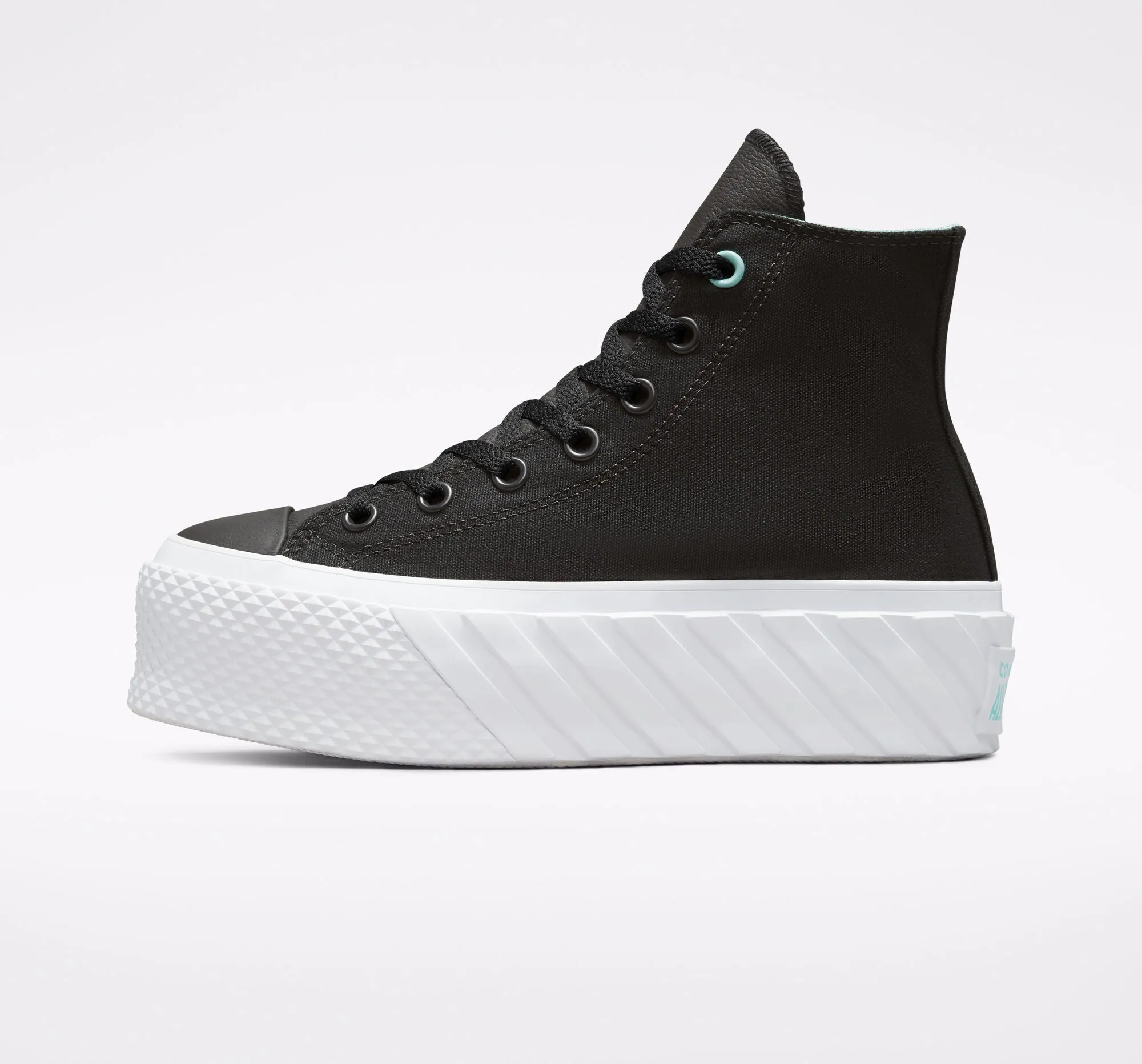 Converse scarpa sneakers da donna con zeppa Surface Fusion Lift Chuck Taylor All Star 571675C nero bianco Hyper Breathable Vamp