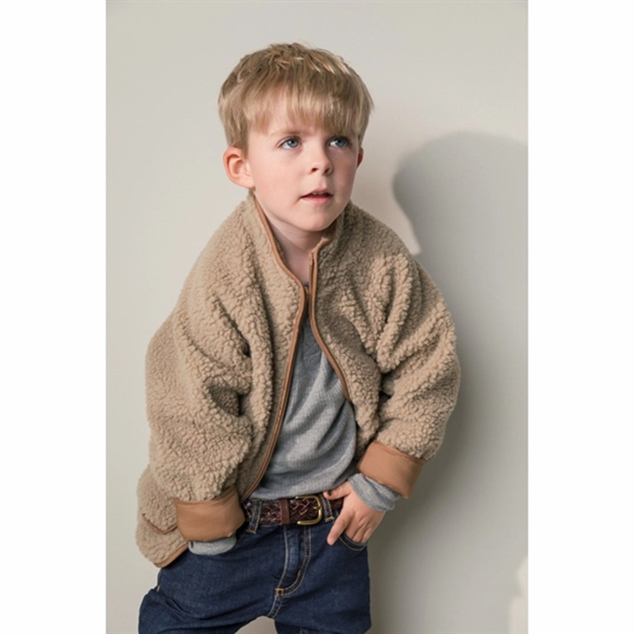 MarMar Jerry Teddybear Fleece Jacket Sandstone Detachable Lining