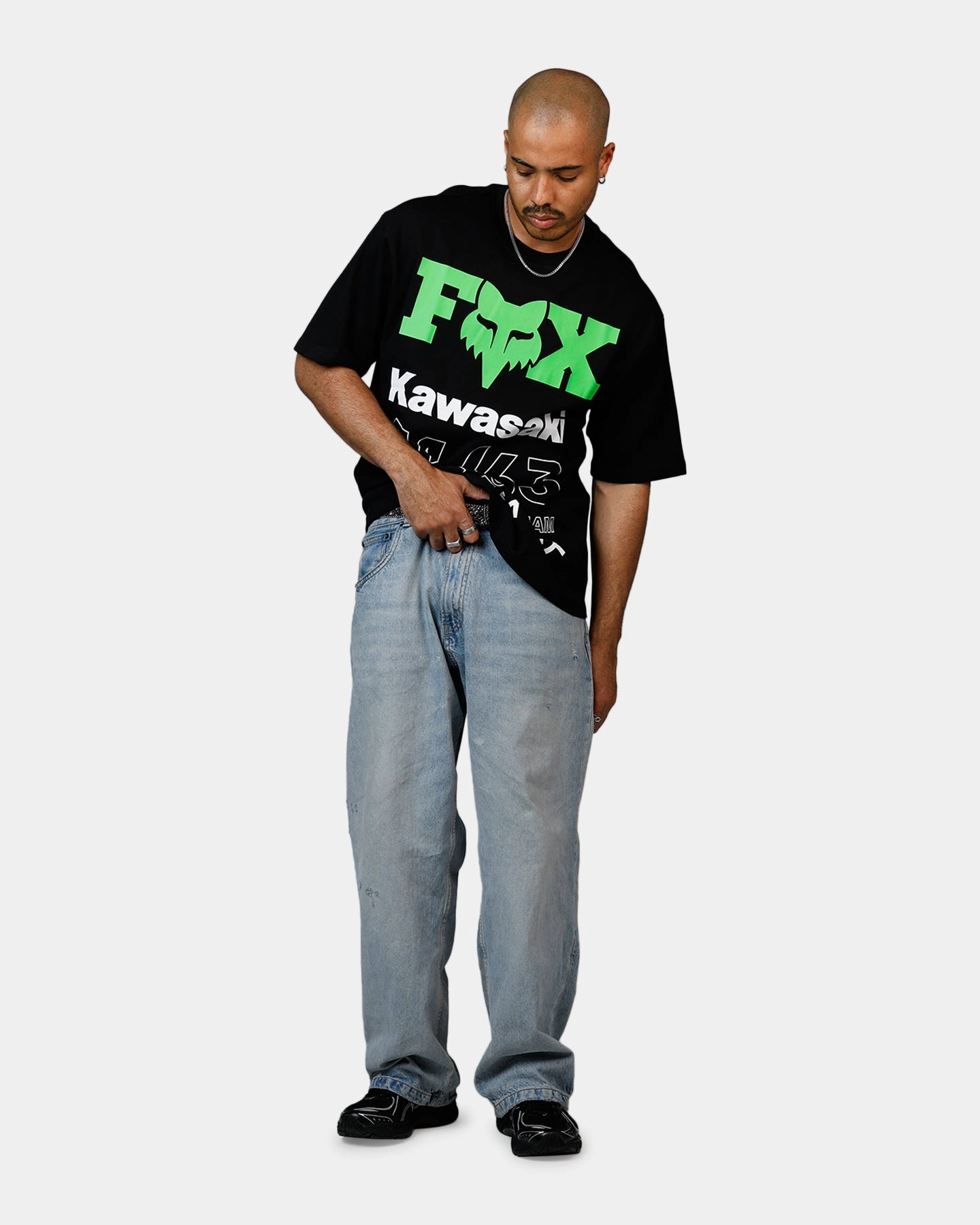 Effortless Wearable Comfortable Fox Racing Kawi Oversized T-Shirt Black