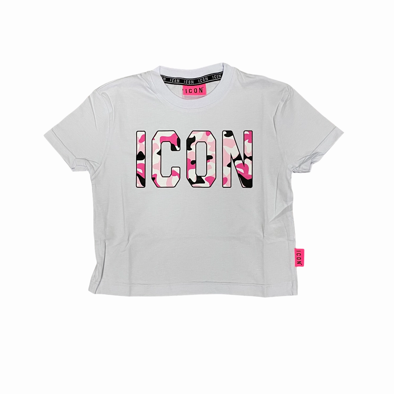 Low Impact Manufacturing Icon maglietta manica corta da ragazza con logo camu IGKSS00528 bianco-rosa