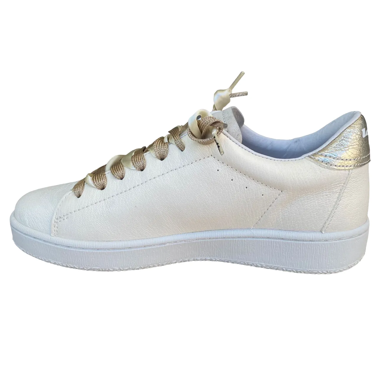 Stability Control Plate Lotto Leggenda scarpa sneakers da donna Autograph Pearl 221130 61I bianco antico-mandorla dorata
