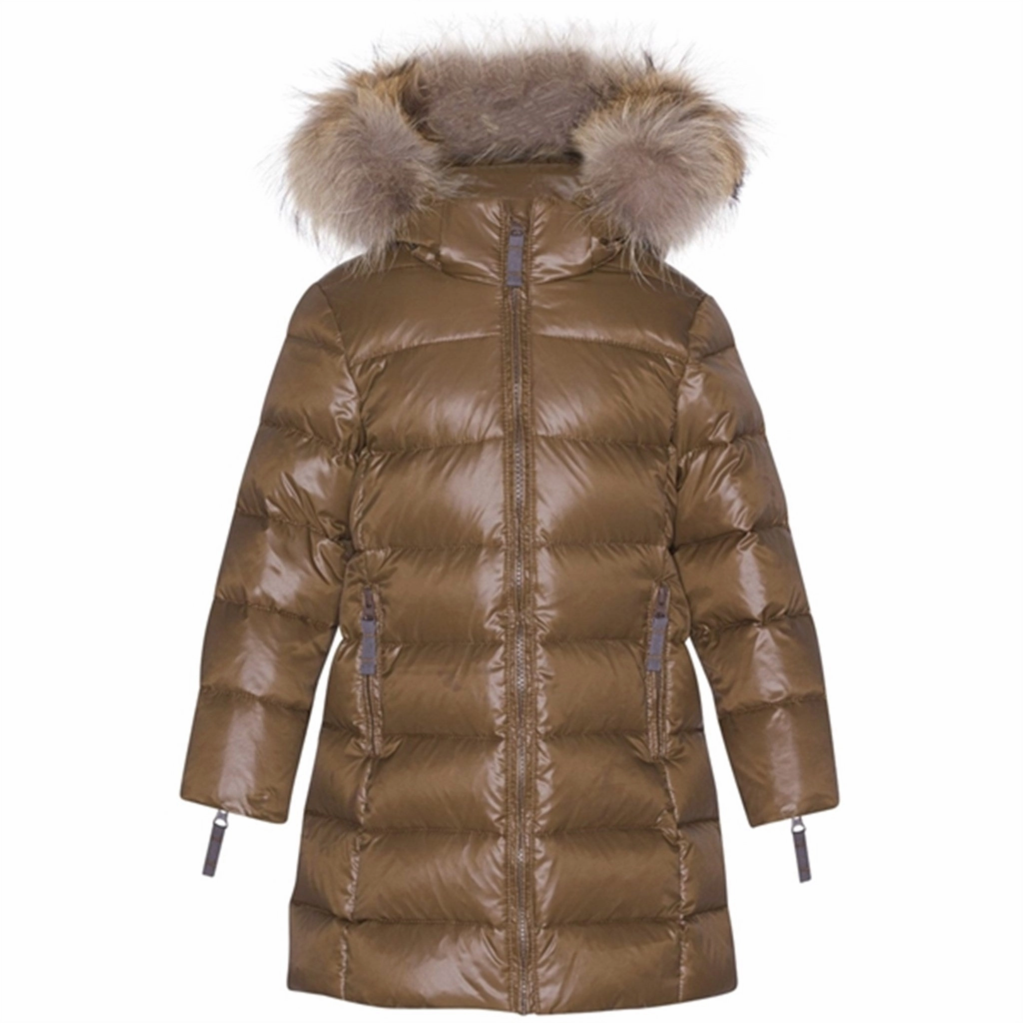 Minimal Look Ver de Terre Featherlight Girls A Down Coat w. Fur Kangaroo