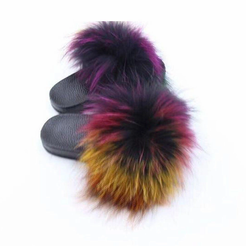 Rainbow Faux Fur Slides Outdoor Explorer Fresh Move