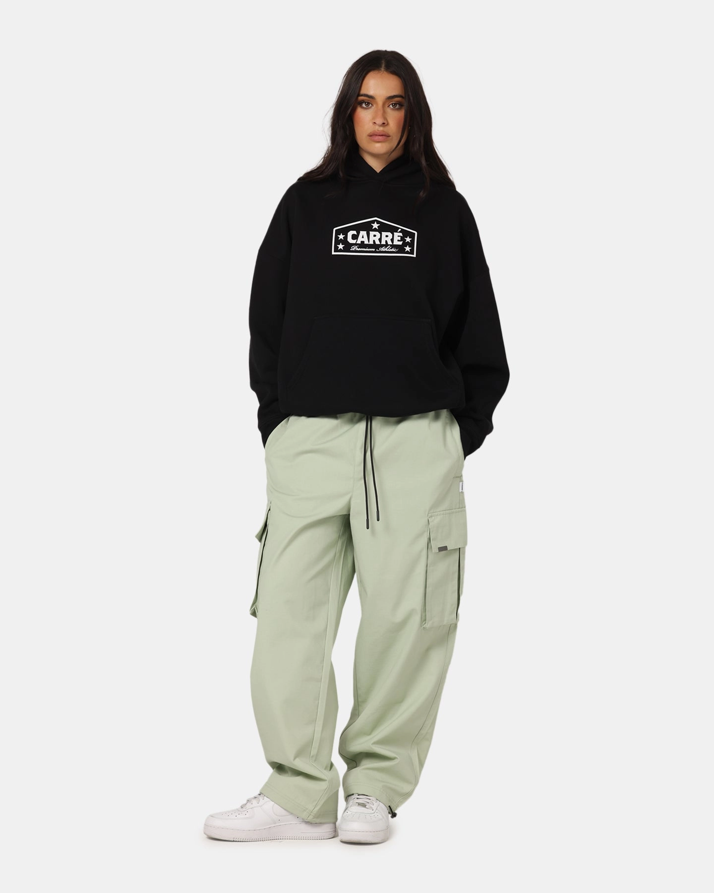 Laser Cut Perforations Carre Superior Cargo Joggers Sage