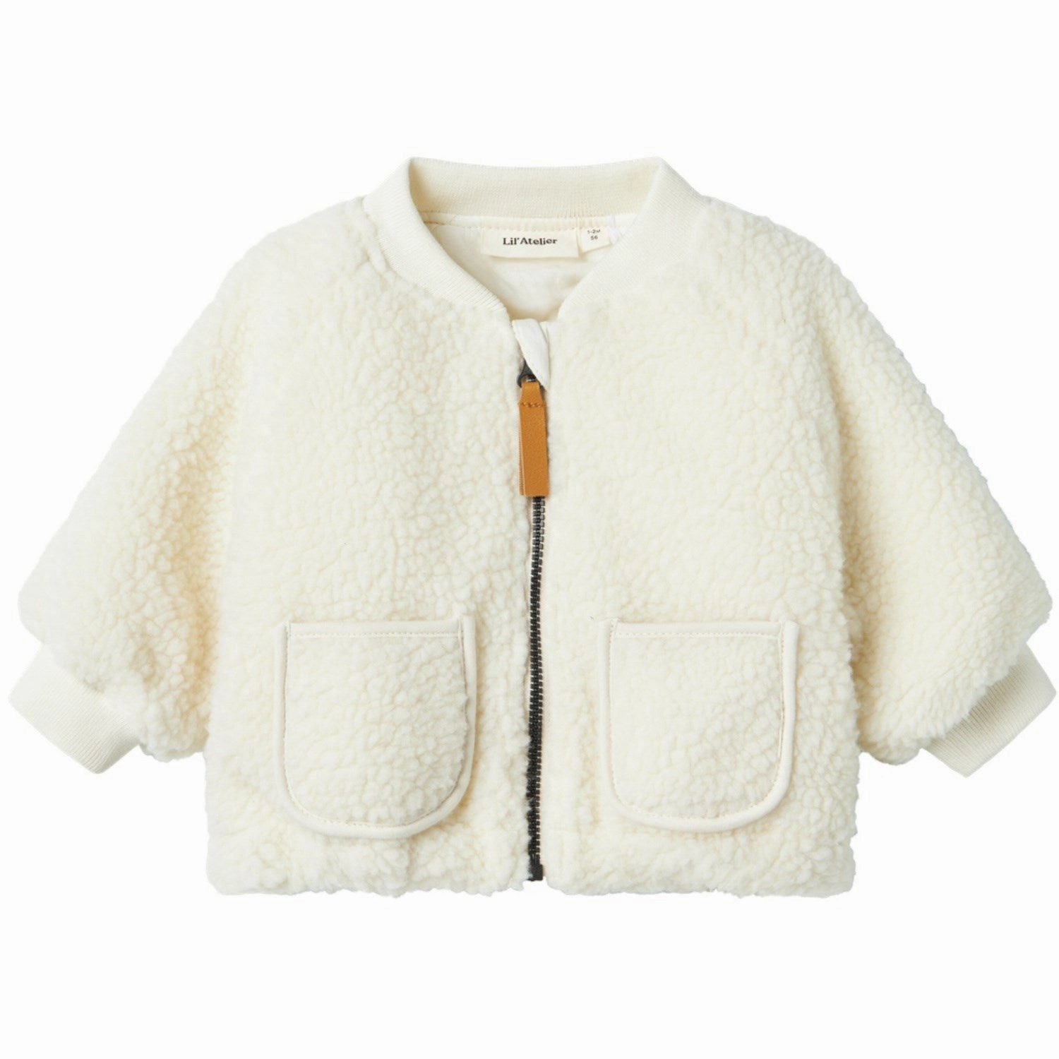 Lil'Atelier Coconut Milk Lajo Bee Bomber Jacket Lined Pockets Weatherproof Zipper