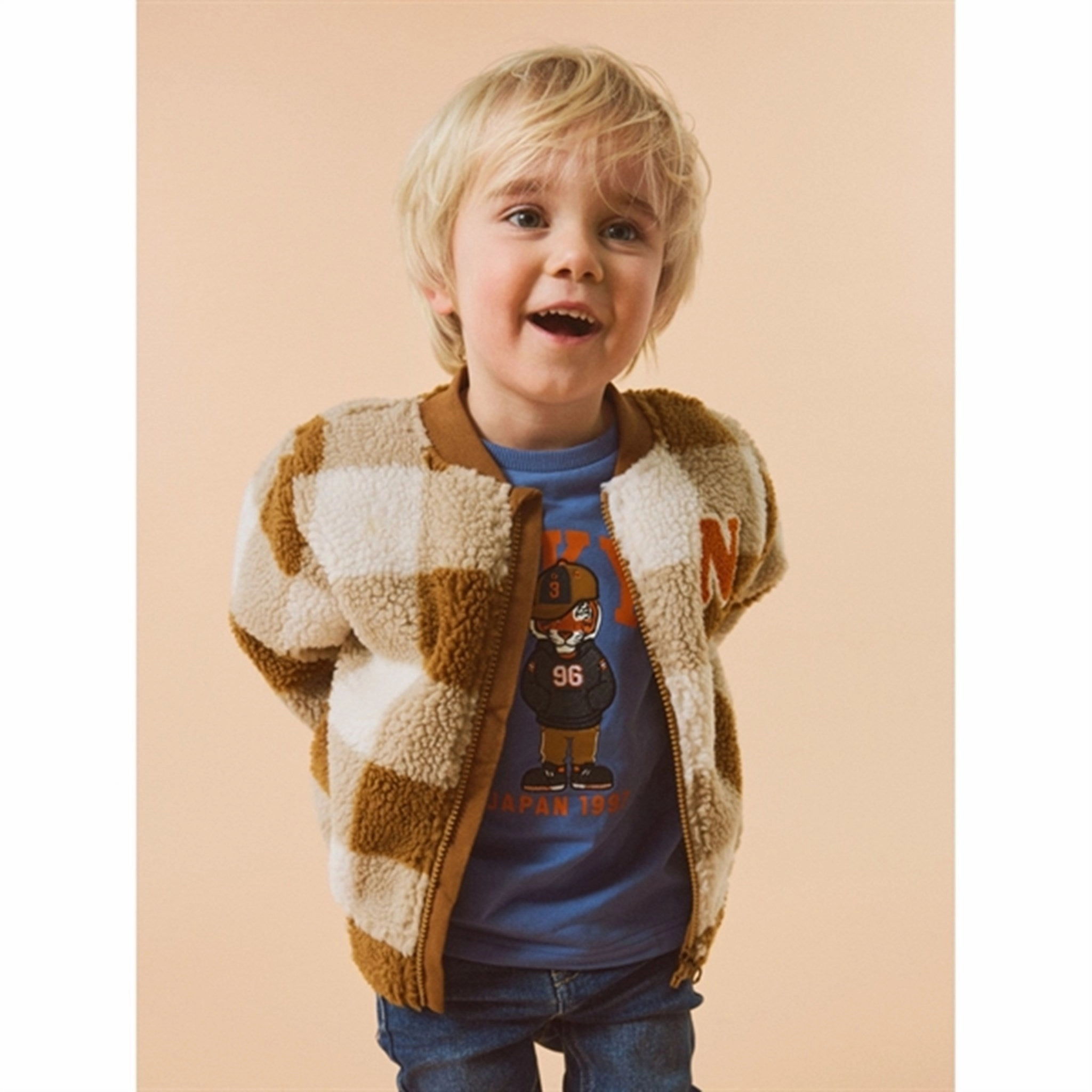 Tear Resistant Fabric Name it Bone Brown Safi Teddy Cardigan