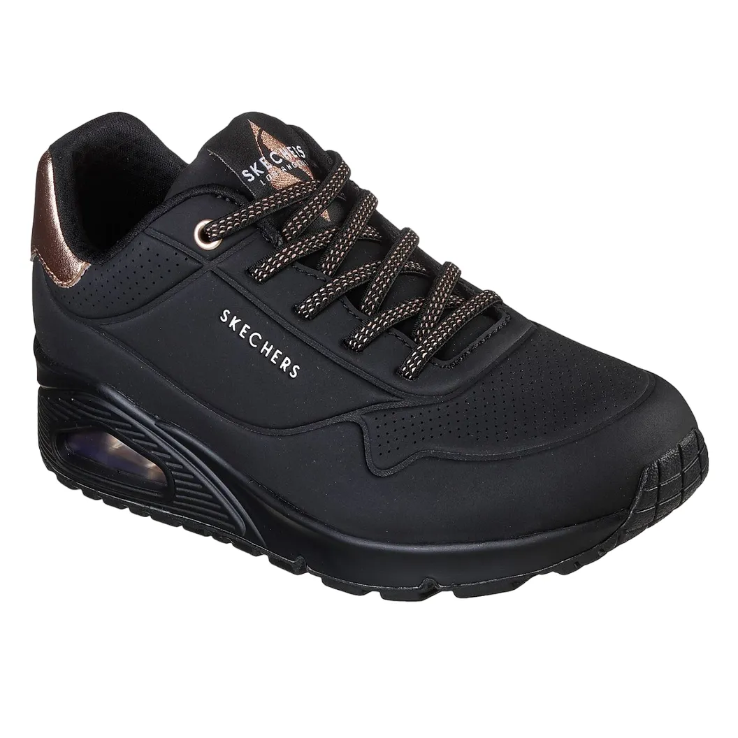 Skechers scarpa sneakers da donna Uno Shimmer Away 155196/BBK nero Temperature Regulating Insole