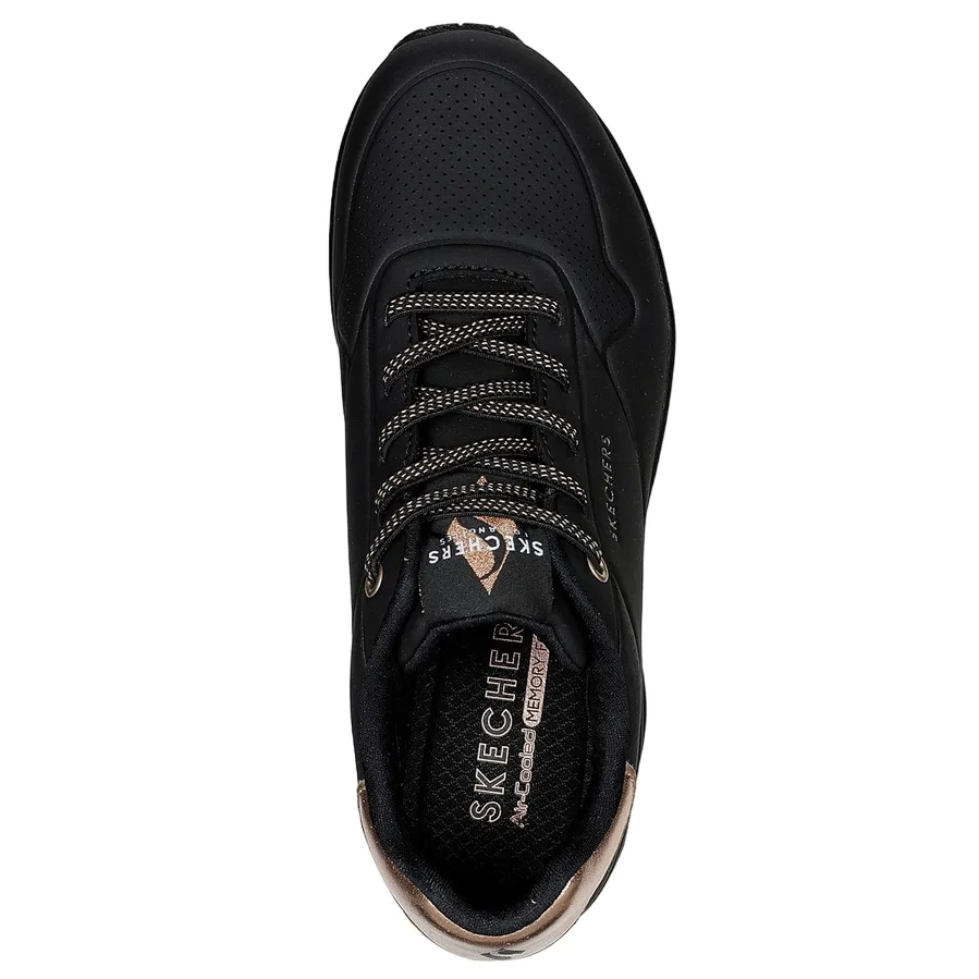 Skechers scarpa sneakers da donna Uno Shimmer Away 155196/BBK nero advanced runner shoes