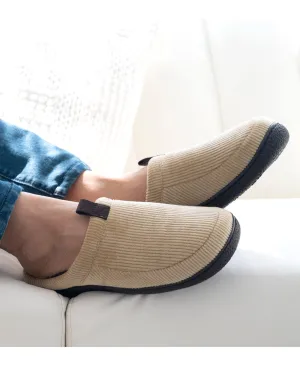 Isotoner Men's Corduroy Hoodback Slippers Pebble Medium 8 to 9