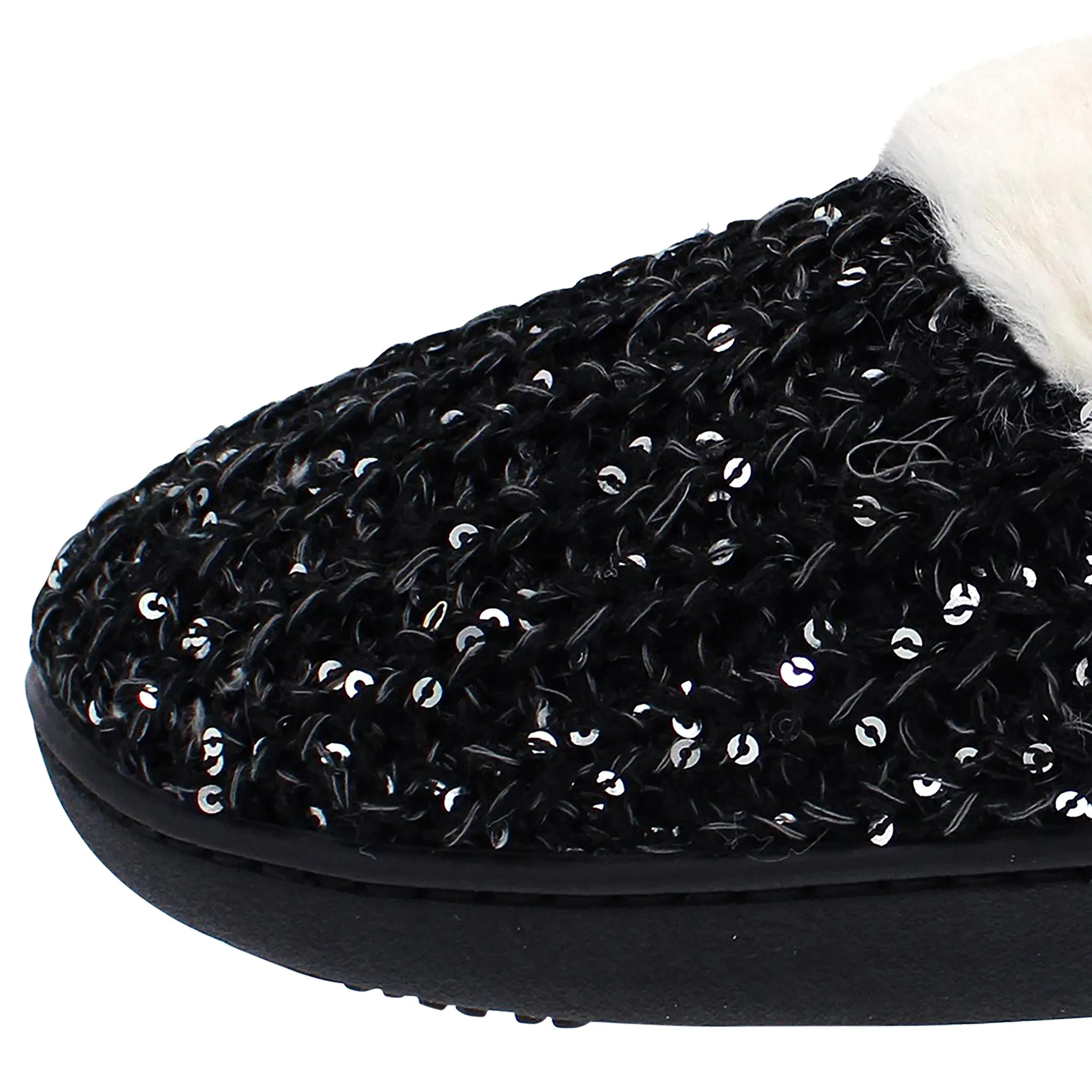 Isotoner Women's Novelty Sequin Sweater Knit Hoodback Slippers
