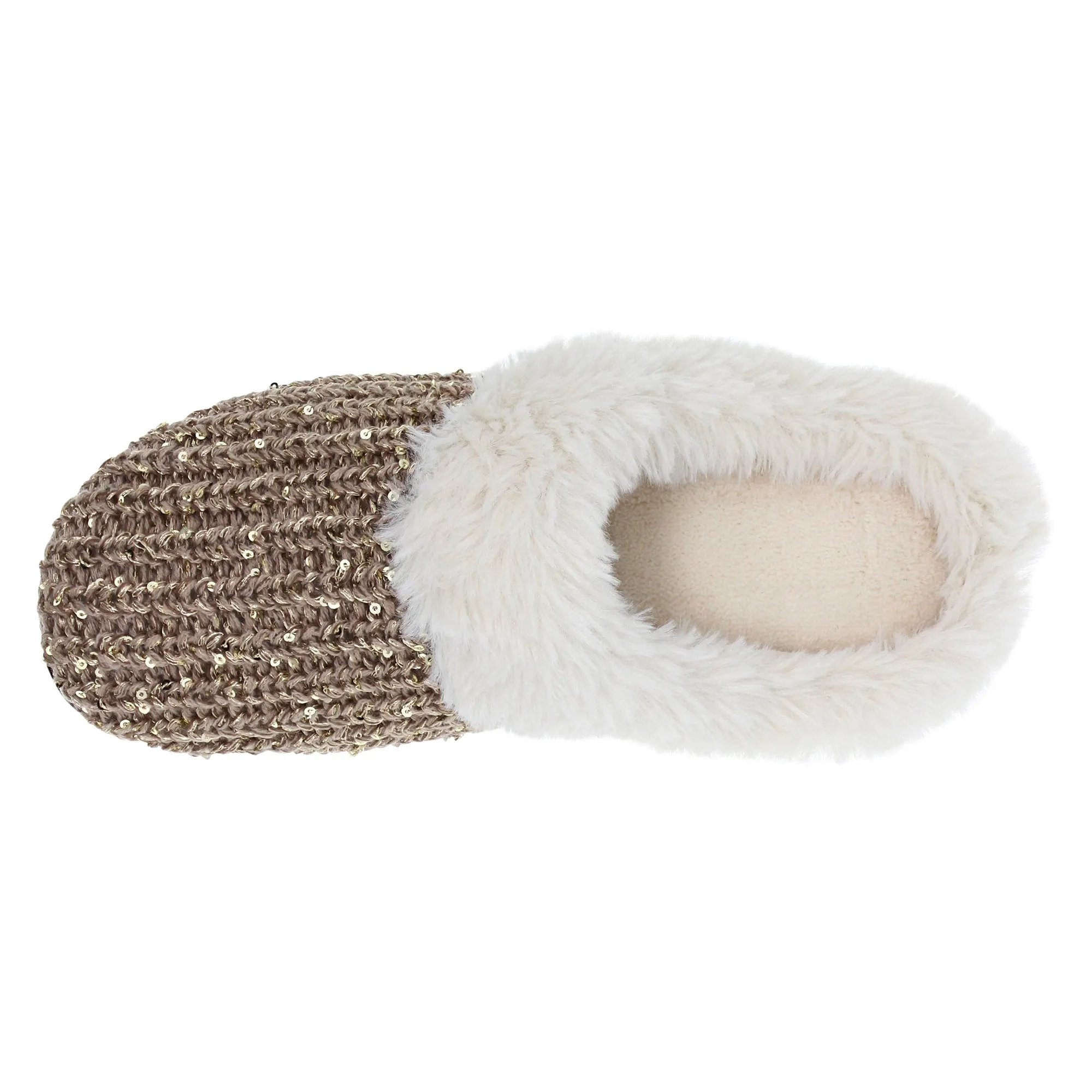 Isotoner Women's Novelty Sequin Sweater Knit Hoodback Slippers