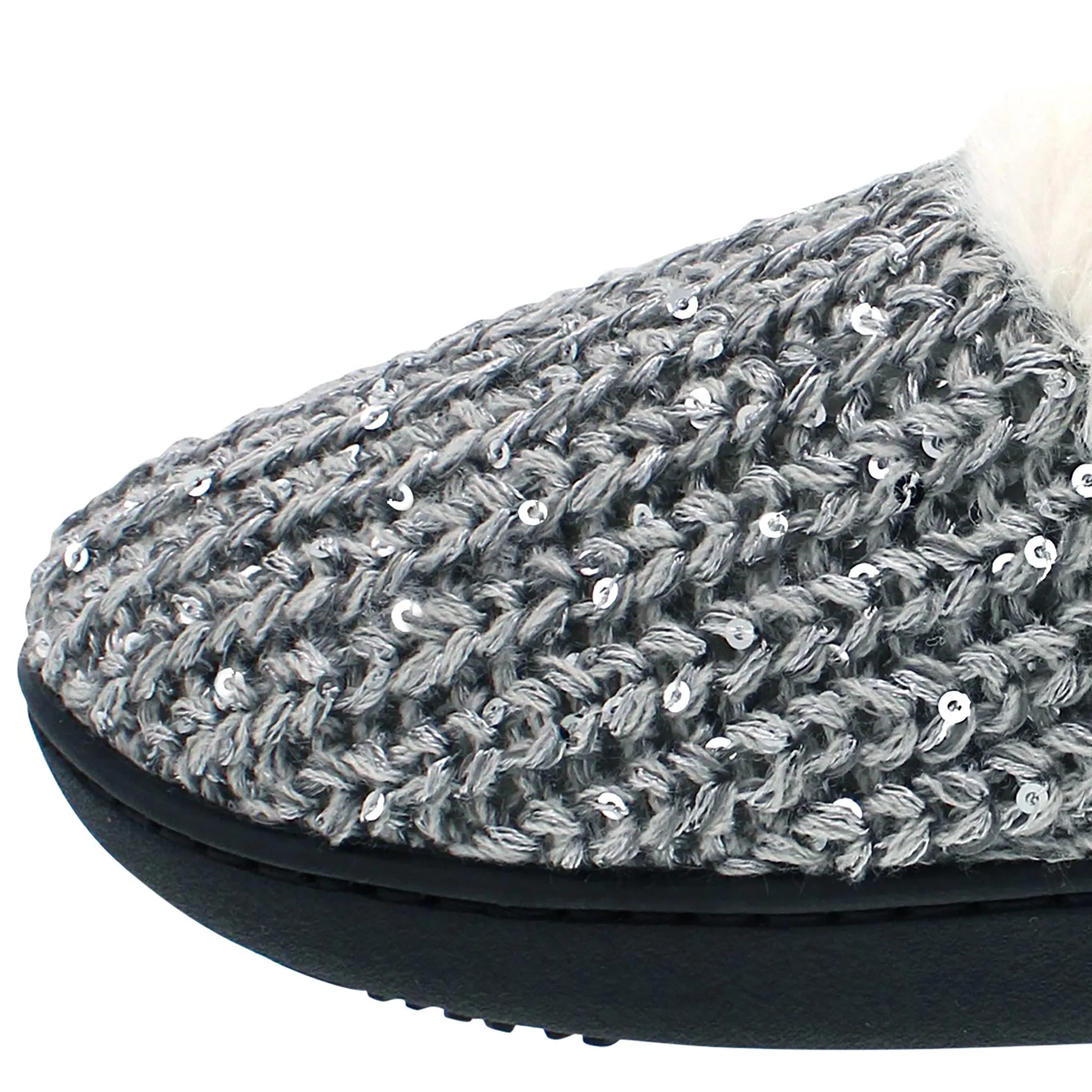 Isotoner Women's Novelty Sequin Sweater Knit Hoodback Slippers