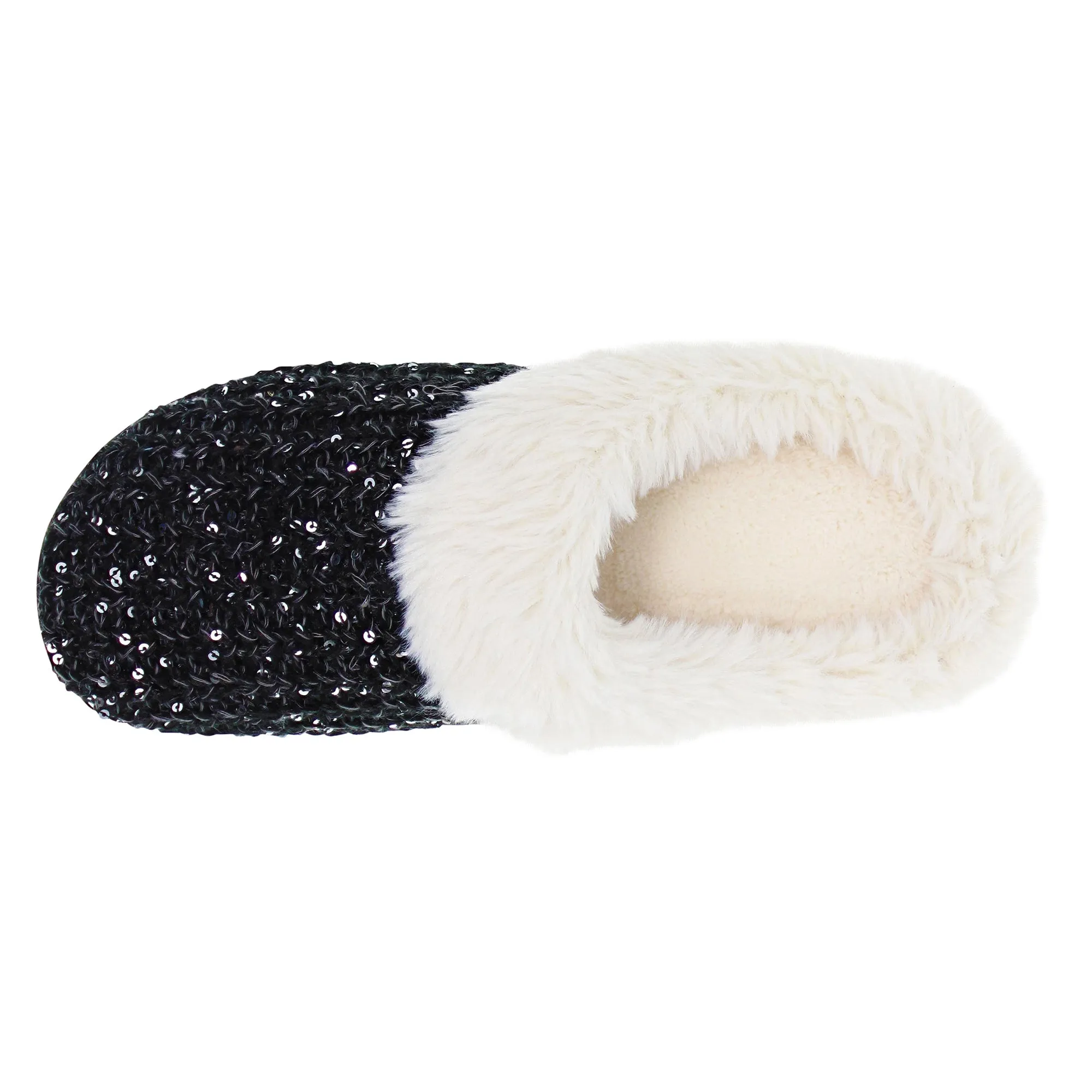 Isotoner Women's Novelty Sequin Sweater Knit Hoodback Slippers