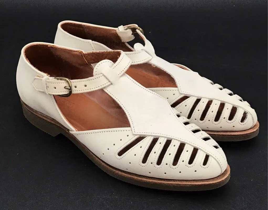 J. Peterman Women's White Fisherman Sandals - Size 7
