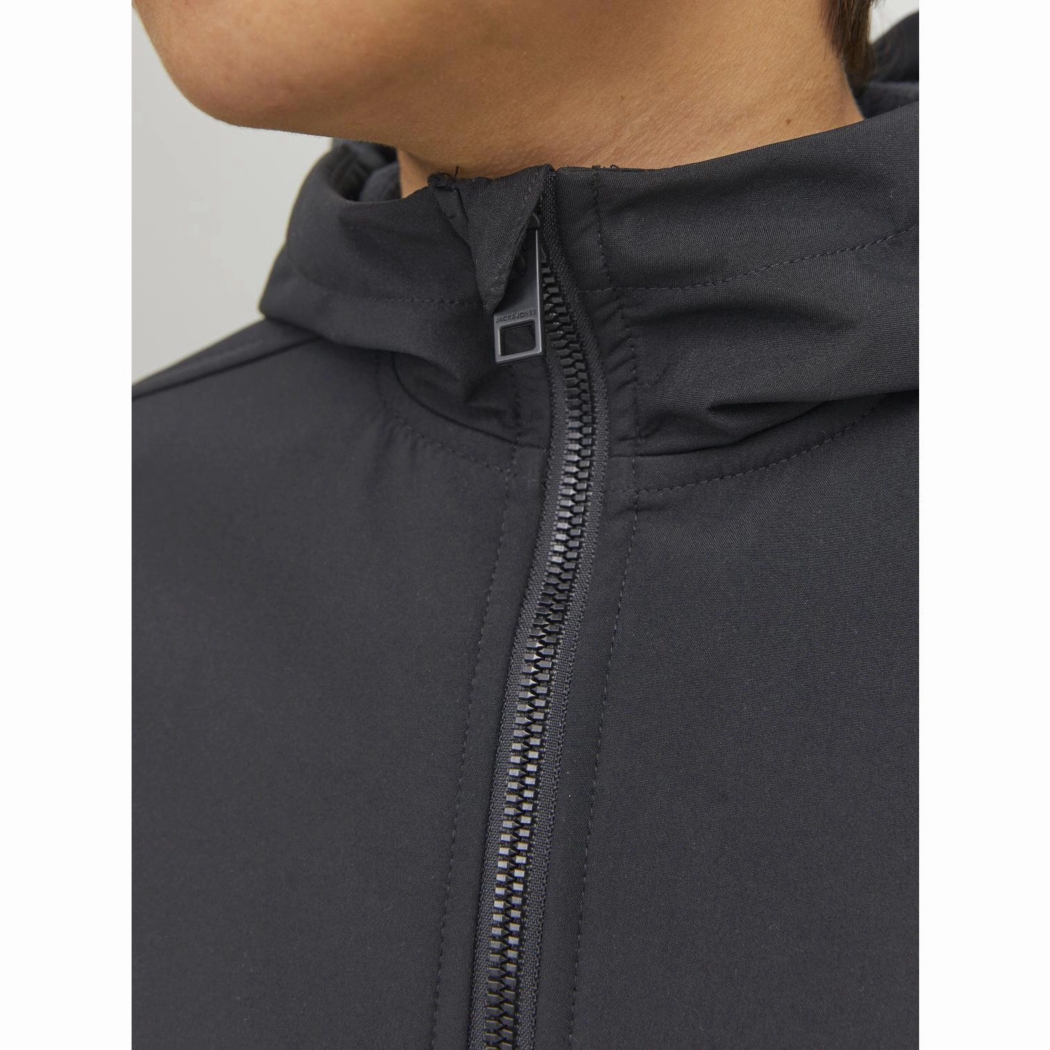 Jack & Jones Junior Black Basic Hooded Softshell Jacket Noos Ripstop Fabric Technology Reversible Layer