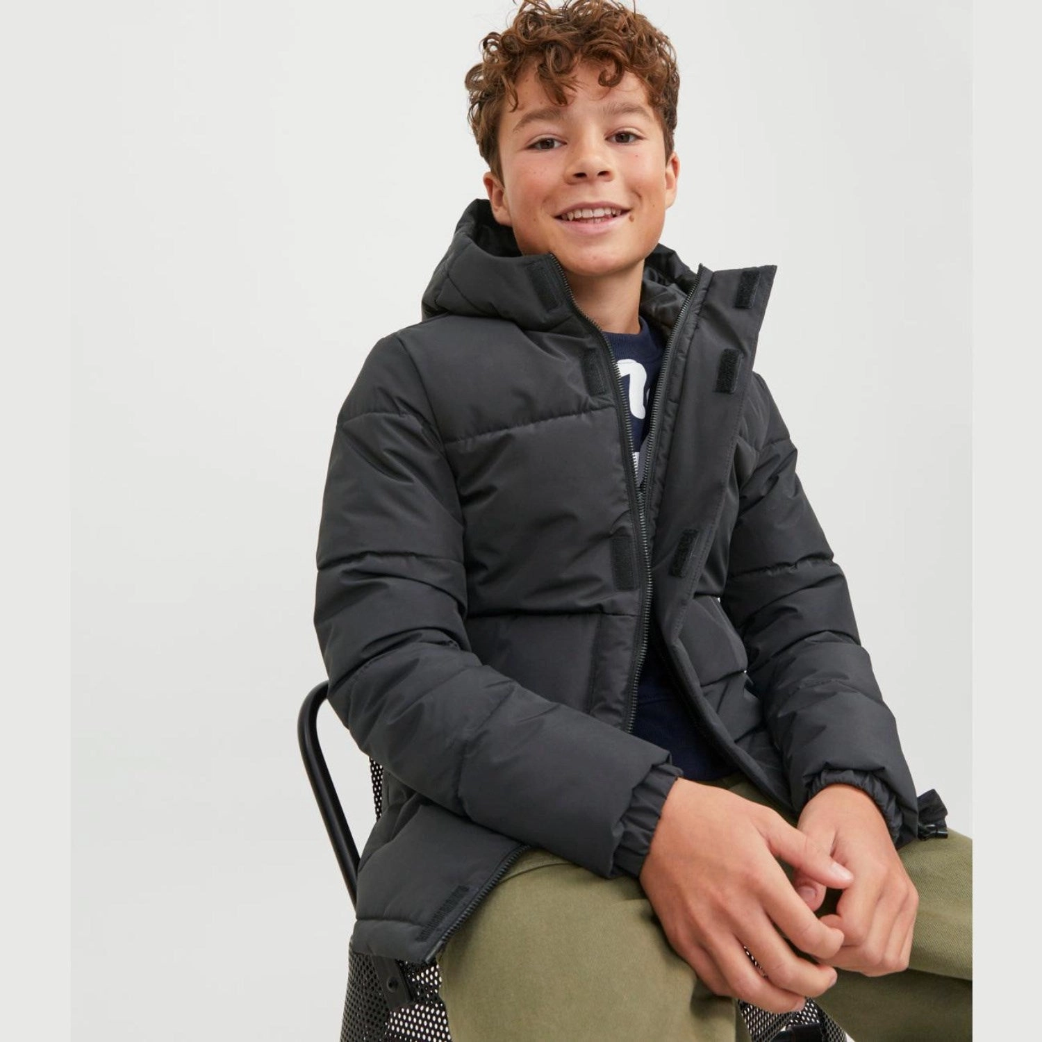 Jack & Jones Junior Black Cospeed Puffer Jacket Winter Layering Piece