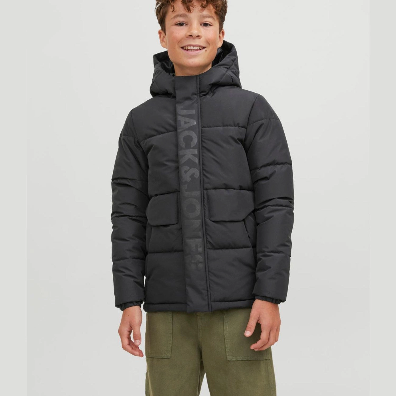Jack & Jones Junior Black Cospeed Puffer Jacket Modular Attachment System MultiPocket Configuration