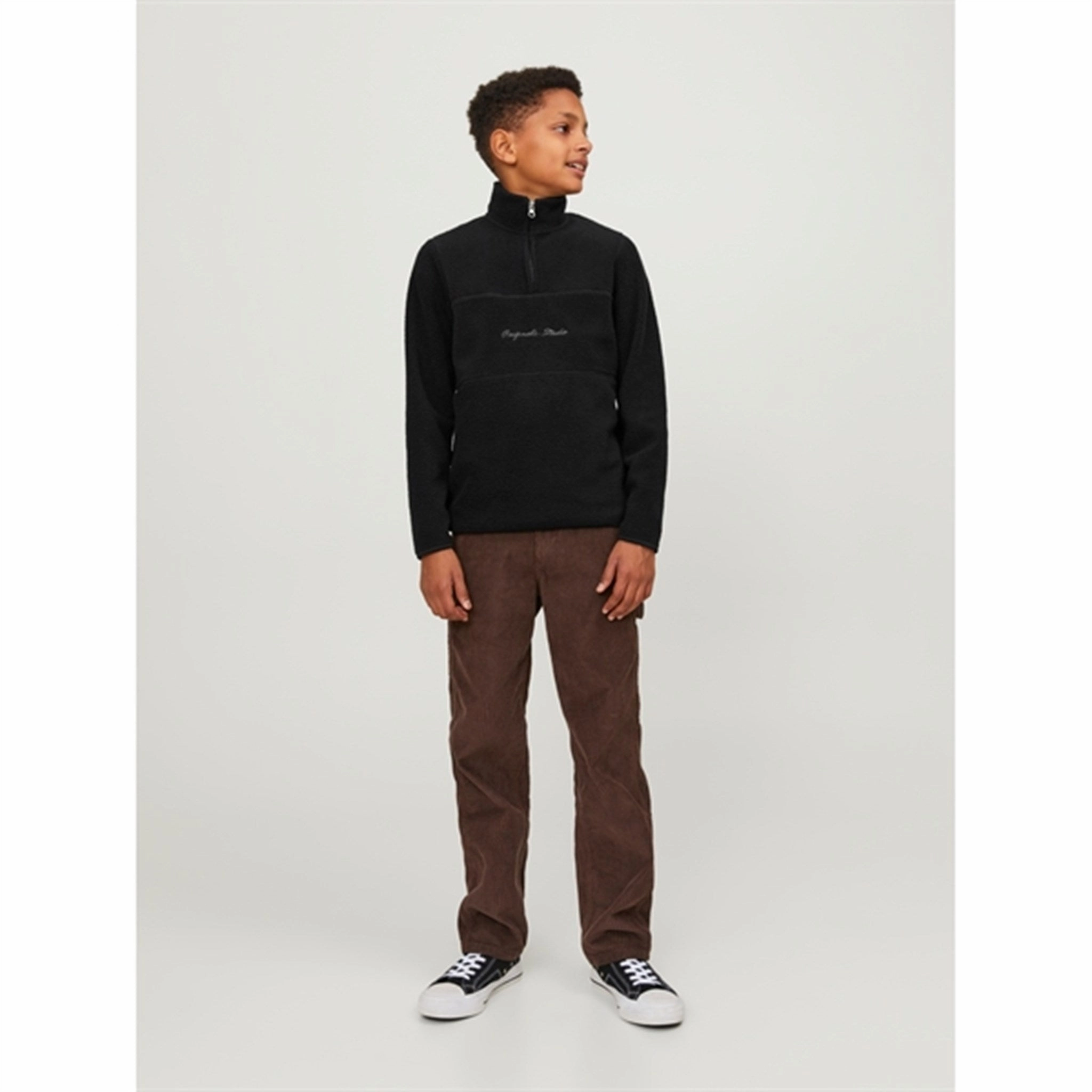 Jack & Jones Junior Black Hays Halfzip Fleece Jacket Breathable Mesh Panels Waterproof Coating