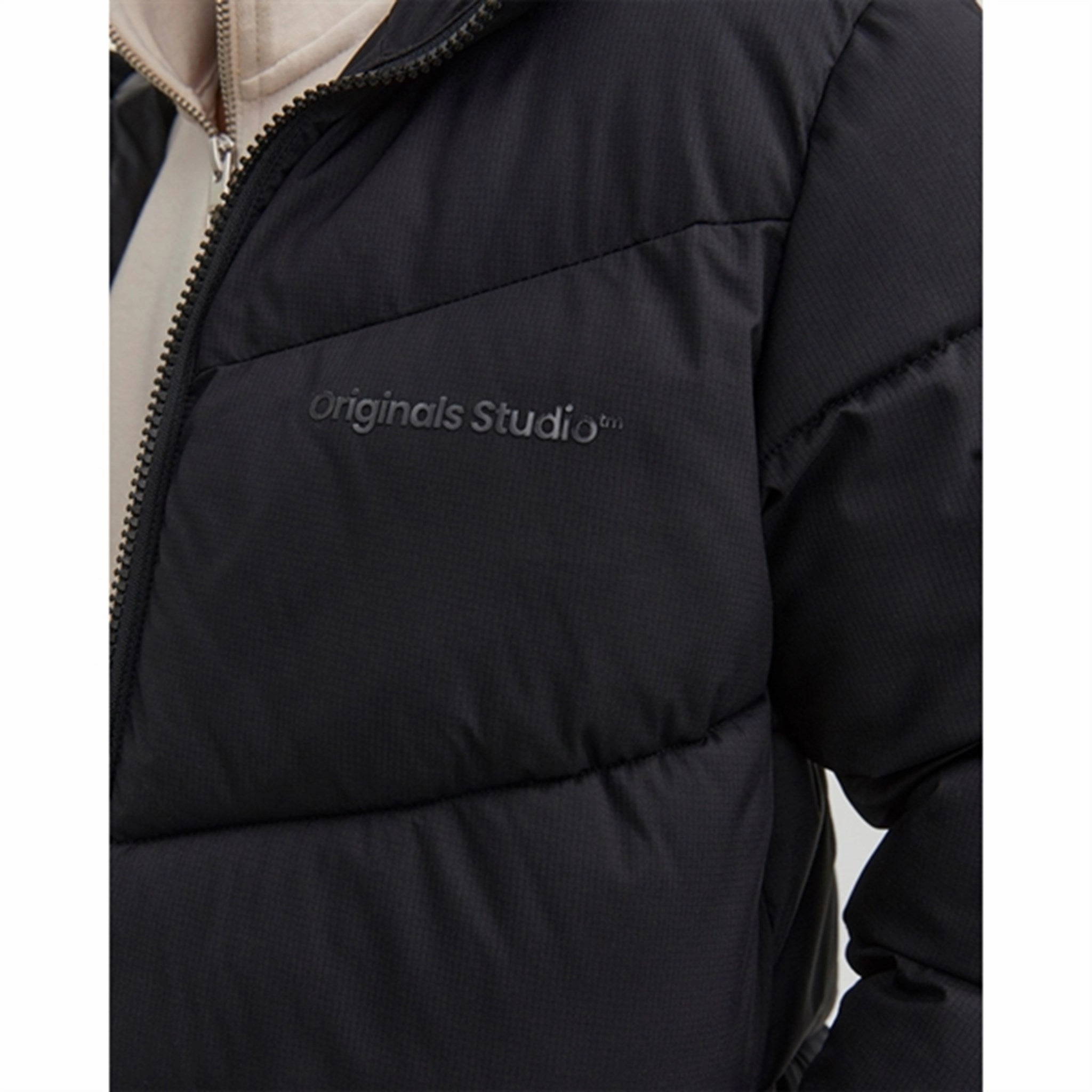 Jack & Jones Junior Black Vesterbro Puffer Jacket ReinforcedEdging Abrasion Resistant Edging